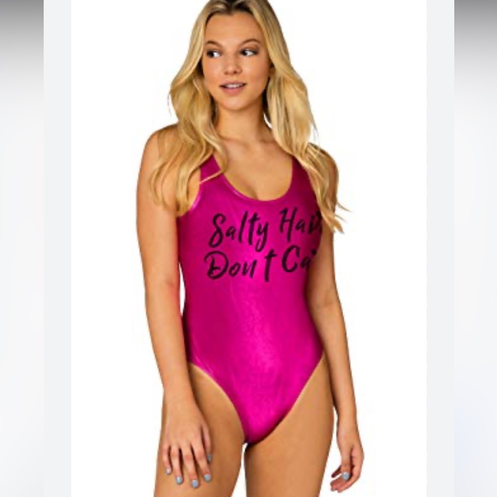 NWT‎ InGear Metallic High Cut Fuchsia Pink One Piece Swimsuit
